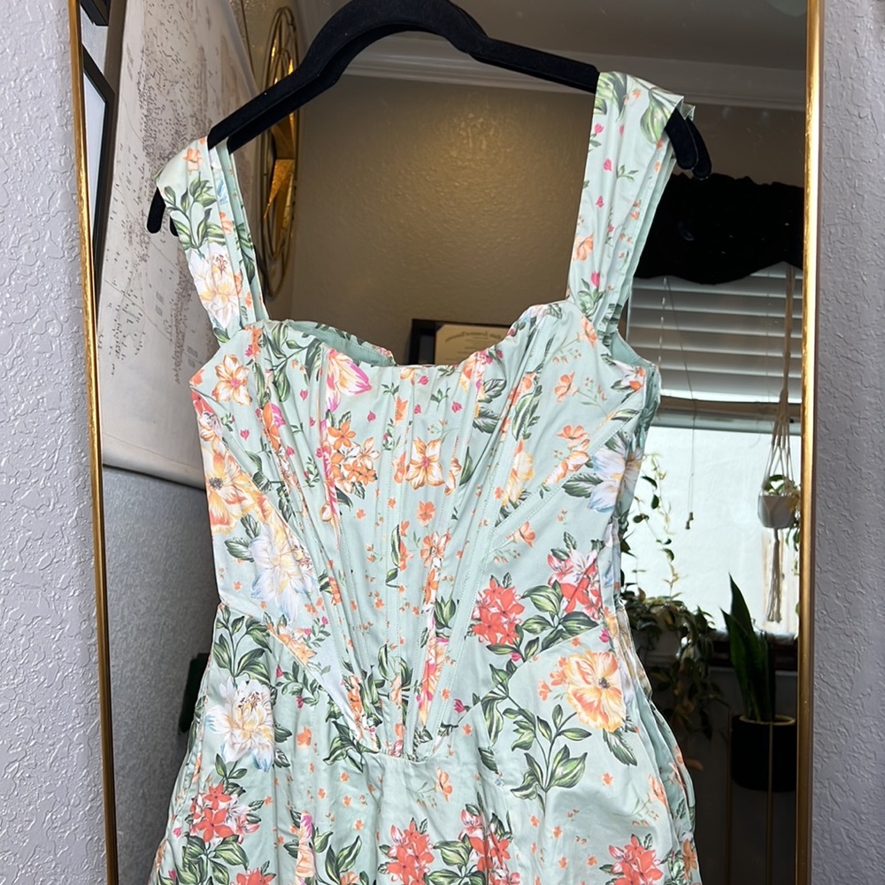HOUSE OF CB 'Saira' Light Jade Print Midi Sundress NWOT - Picture 8 of 11